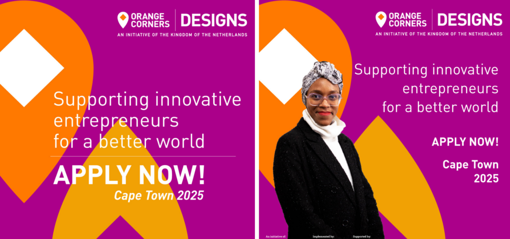 Posters of the Orange Corners’ Designs scale-up programme led by the Craft + Design Institute.