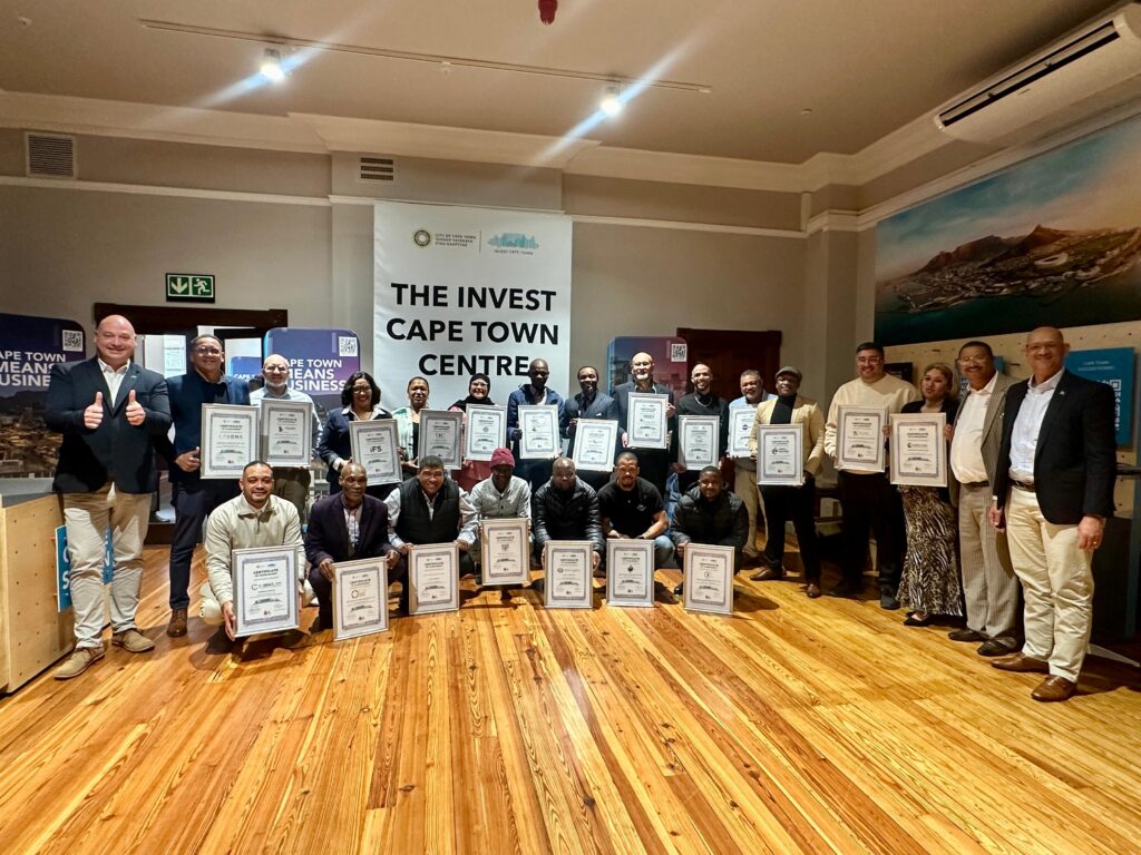 Alderman James Vos, Mayoral Committee Member for Economic Growth, with the graduates from the Impact Supplier Development Programme